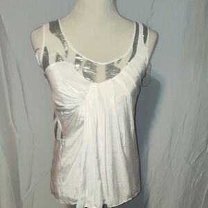 Miss Me White and Silver Sequin Tank Top size small